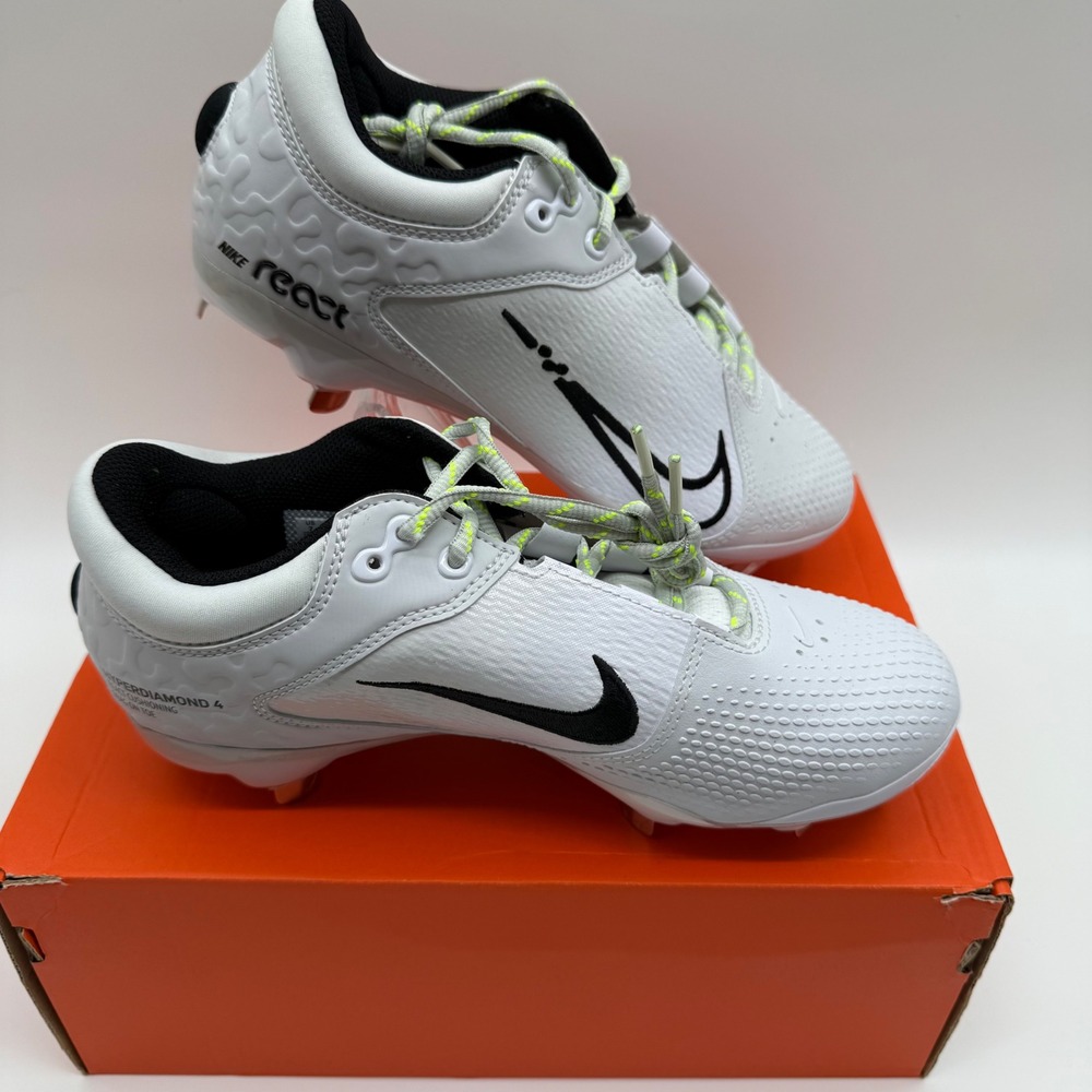 Nike Hyperdiamond 4 Elite Softball Metal‎ Cleats White/Black CZ5917 103 Size 7